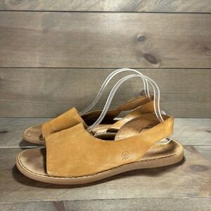 born inlet womens size 11 shoes brown leather slip on peep toe slingback sandals